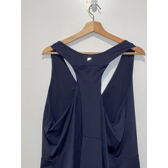 Fabletics Sleeveless Navy Blue Racerback Mini Dress With V-Neckline & Draped Wom - Picture 5 of 10
